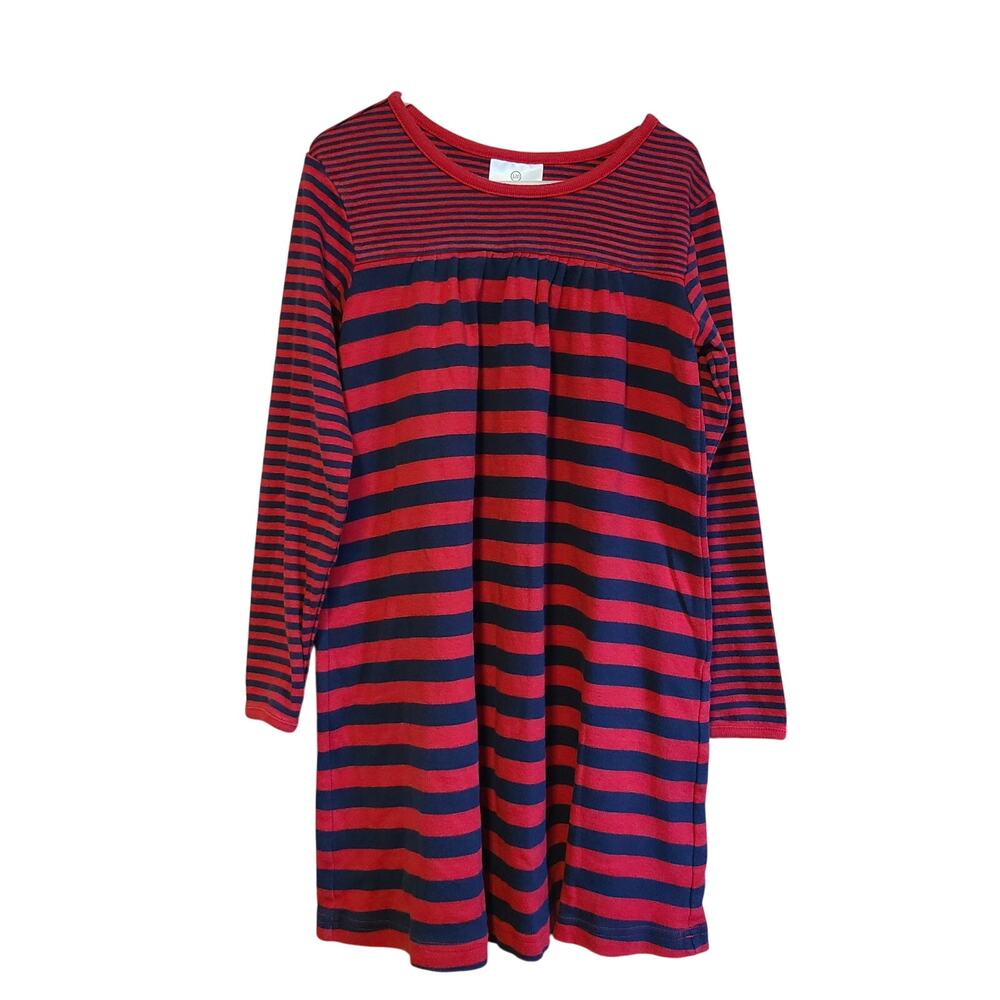 Hannah Andersson Girls Size 120 (6-7) Red Blue‎ Stripe Day Play Pullover Dress